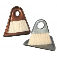 Plastic dustpan with a rubber edge and PVC bristle broom
